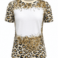 ILTEX Apparel Women's Clothing Cheetah Tan Blank Faux Bleached Top