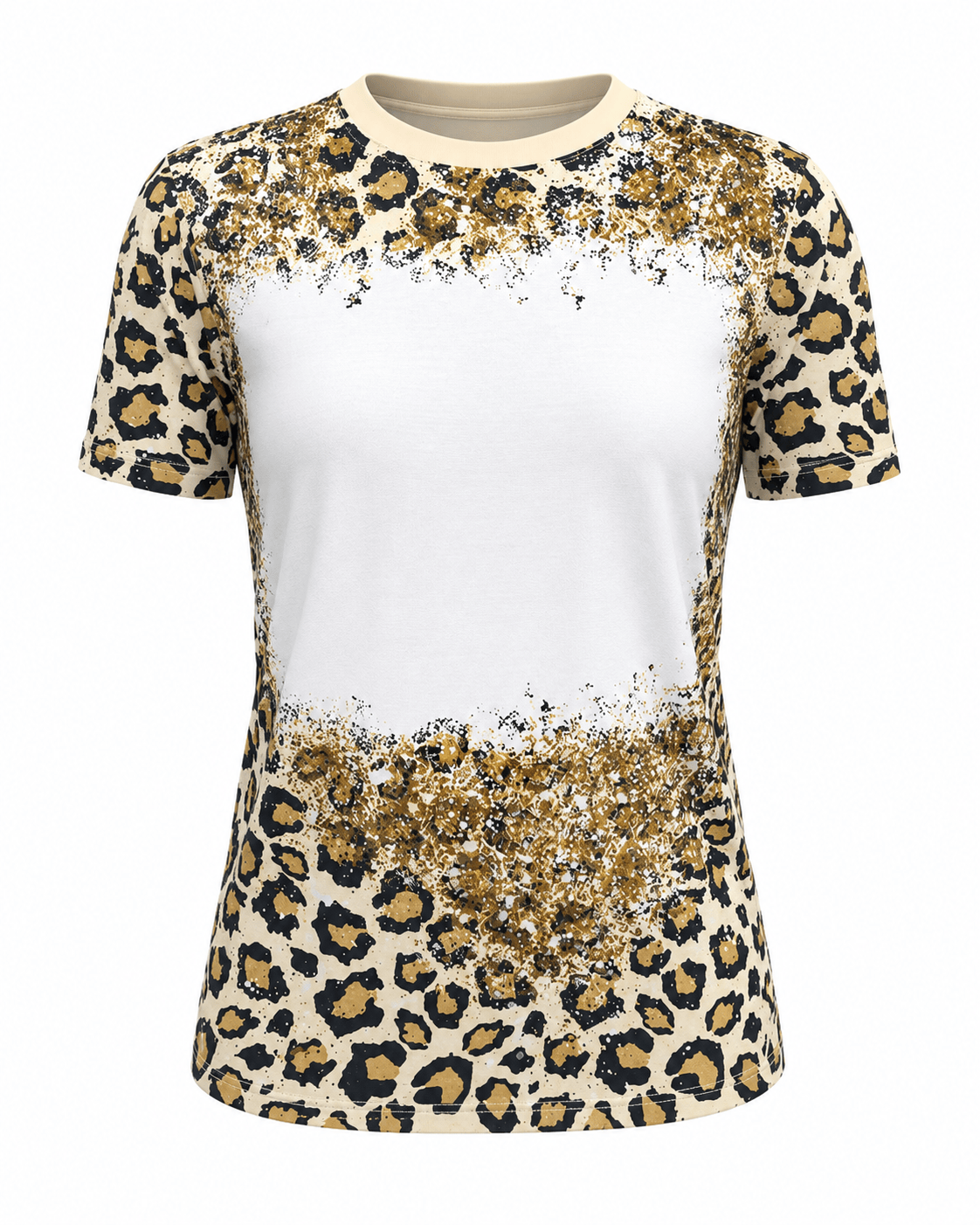 ILTEX Apparel Women's Clothing Cheetah Tan Blank Faux Bleached Top