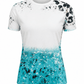 ILTEX Apparel Women's Clothing Cheetah Turquoise White Shaded Blank Faux Bleached Top