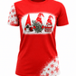 ILTEX Apparel Women's Clothing Christmas Gnomes Red Short Sleeve Top