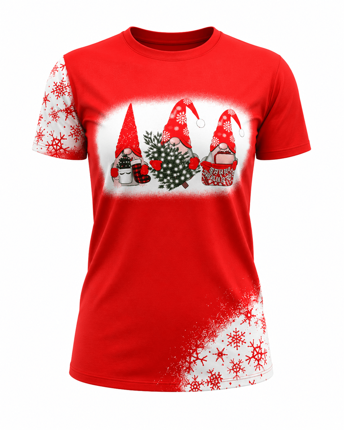 ILTEX Apparel Women's Clothing Christmas Gnomes Red Short Sleeve Top