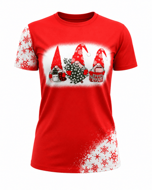ILTEX Apparel Women's Clothing Christmas Gnomes Red Short Sleeve Top