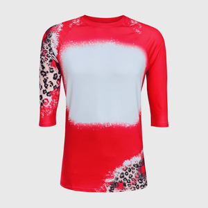 ILTEX Apparel Women's Clothing Christmas Red Plaid Cheetah Raglan Blank Faux Bleached Top