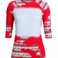 ILTEX Apparel Women's Clothing Christmas Red Reindeer Trees Raglan Blank Faux Bleached Top