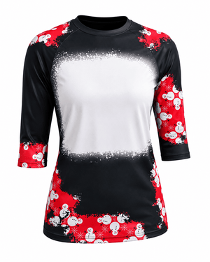 ILTEX Apparel Women's Clothing Christmas Snowman Raglan Blank Faux Bleached Top