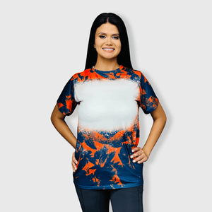 ILTEX Apparel Women's Clothing Cloud Navy Orange Blank Faux Bleached Top