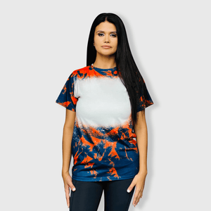 ILTEX Apparel Women's Clothing Cloud Navy Orange Blank Faux Bleached Top