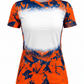 ILTEX Apparel Women's Clothing Cloud Orange Navy Blank Faux Bleached Top