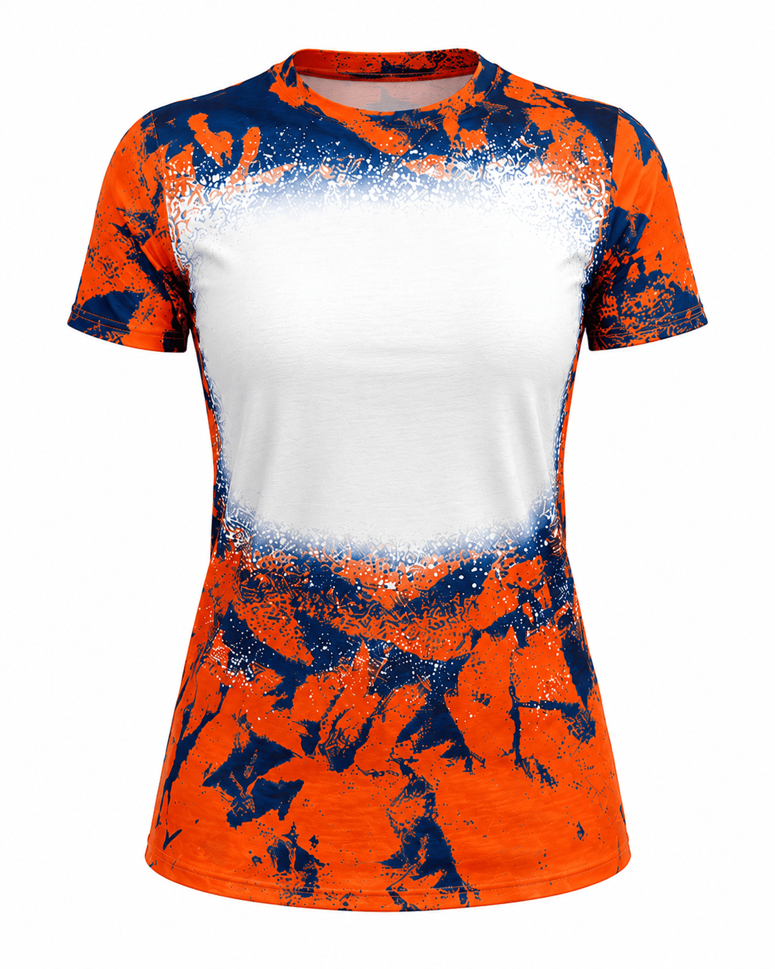 ILTEX Apparel Women's Clothing Cloud Orange Navy Blank Faux Bleached Top