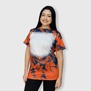 ILTEX Apparel Women's Clothing Cloud Orange Navy Blank Faux Bleached Top
