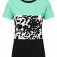 ILTEX Apparel Women's Clothing Color Block Cow Black Mint Top