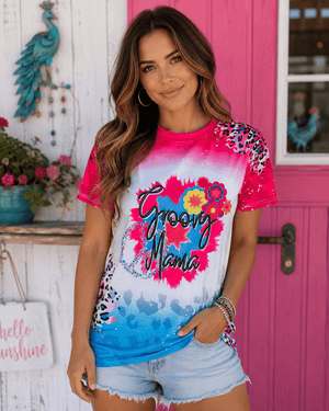 ILTEX Apparel Women's Clothing Colorful Cheetah 'Groovy Mama' Bleached Top