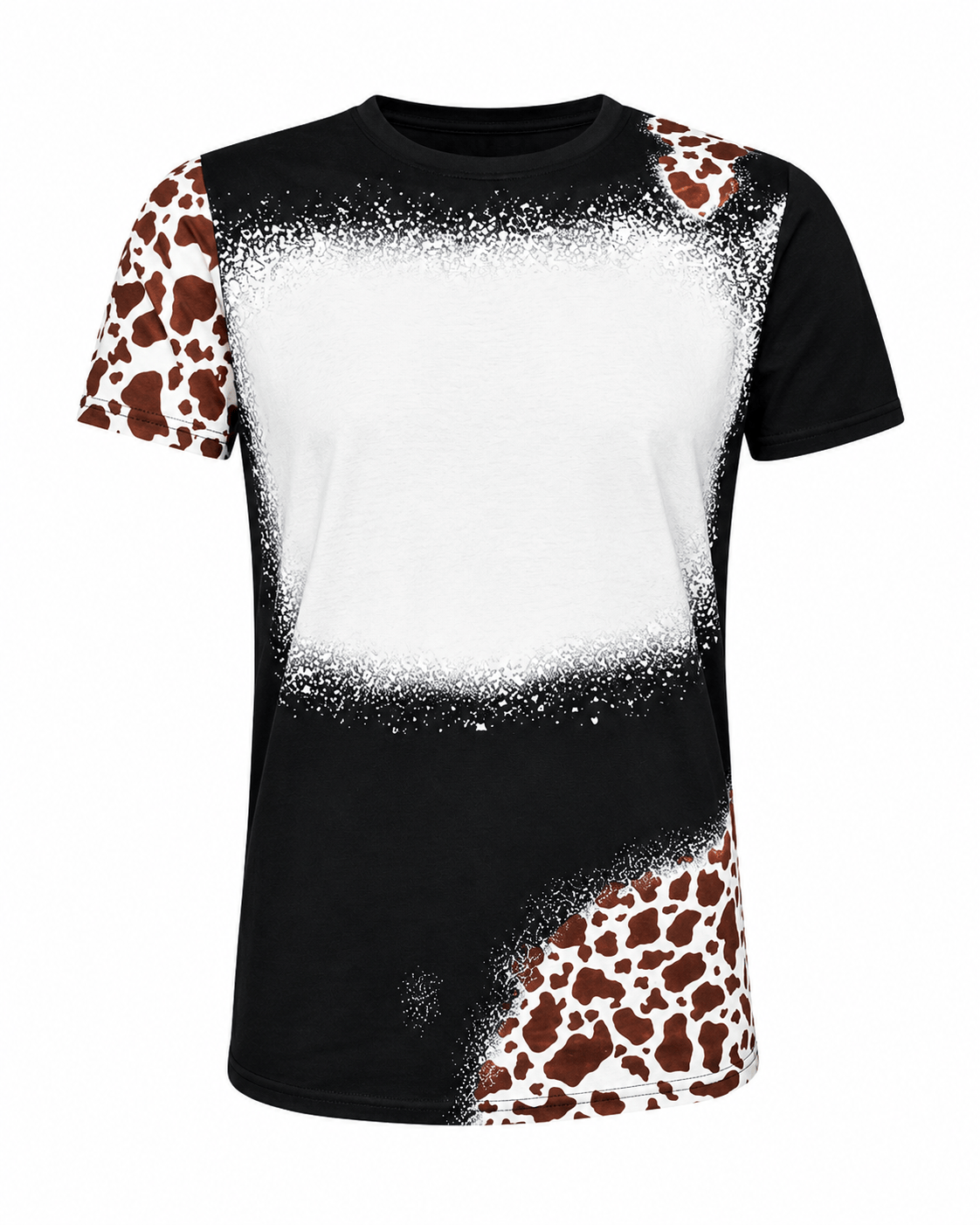ILTEX Apparel Women's Clothing Cow Black Brown Blank Faux Bleached Top