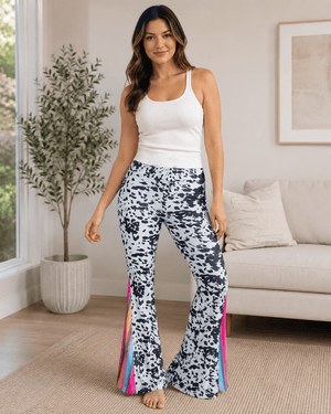 ILTEX Apparel Women's Clothing Cow Black Serape Bell Bottom Pants - Adult