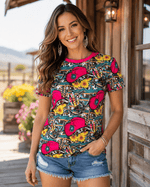 ILTEX Apparel Women's Clothing Cow Girl Hat Cactus Pink Top