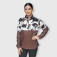 ILTEX Apparel Women's Clothing Cow Print Color Block Brown Quarter Zip Top