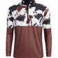 ILTEX Apparel Women's Clothing Cow Print Color Block Brown Quarter Zip Top