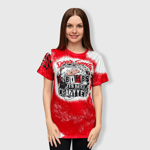ILTEX Apparel Women's Clothing Dear Santa Red Plaid Short Sleeve Top