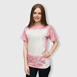 ILTEX Apparel Women's Clothing Dusty Pink Blank Faux Bleached Top