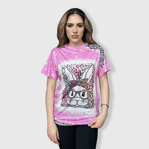ILTEX Apparel Women's Clothing Easter Bunny Pink Cheetah Top