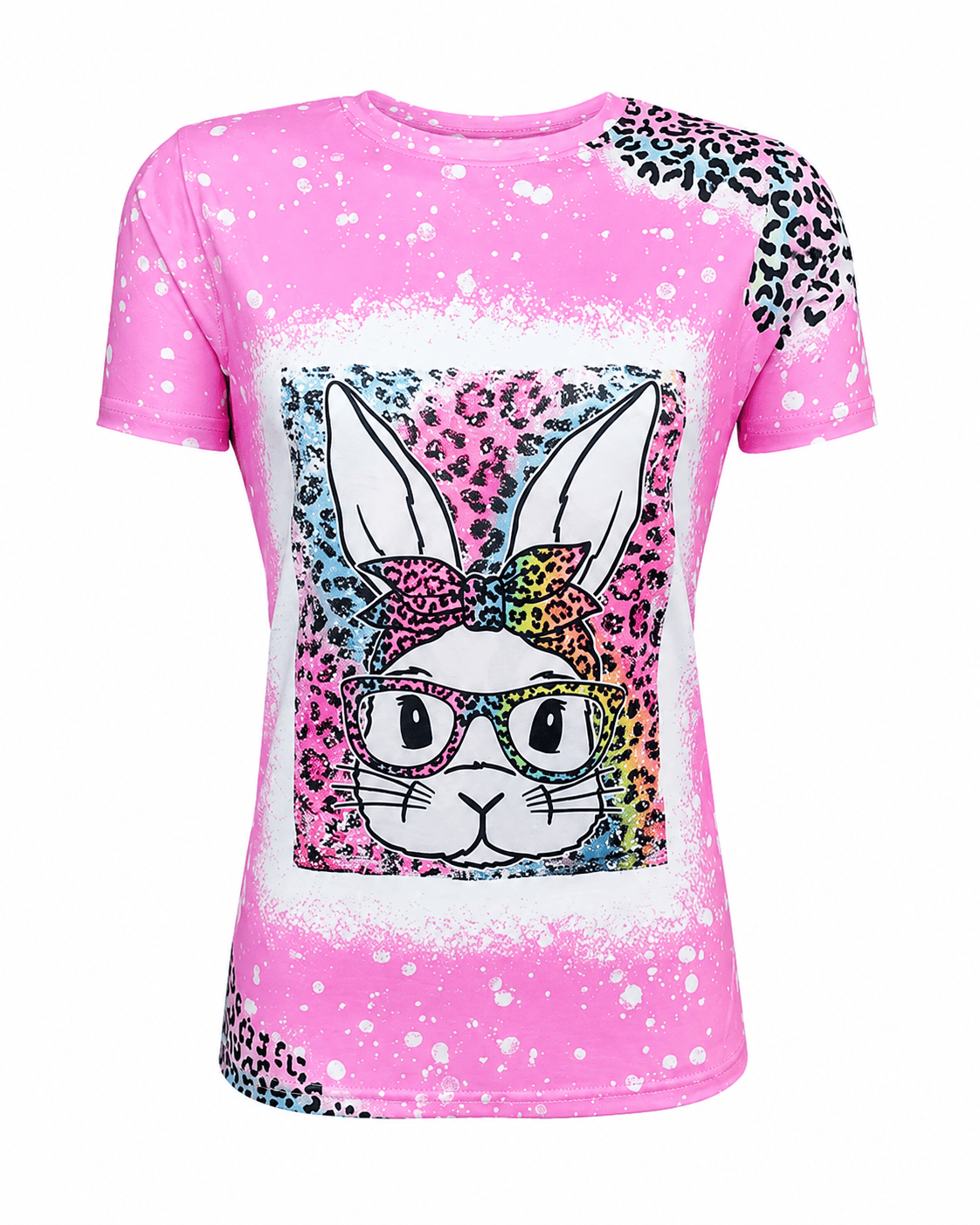 ILTEX Apparel Women's Clothing Easter Bunny Pink Cheetah Top