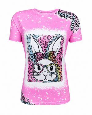 ILTEX Apparel Women's Clothing Easter Bunny Pink Cheetah Top