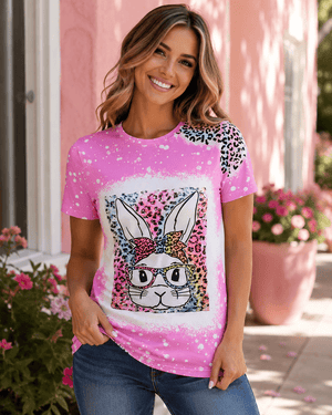 ILTEX Apparel Women's Clothing Easter Bunny Pink Cheetah Top