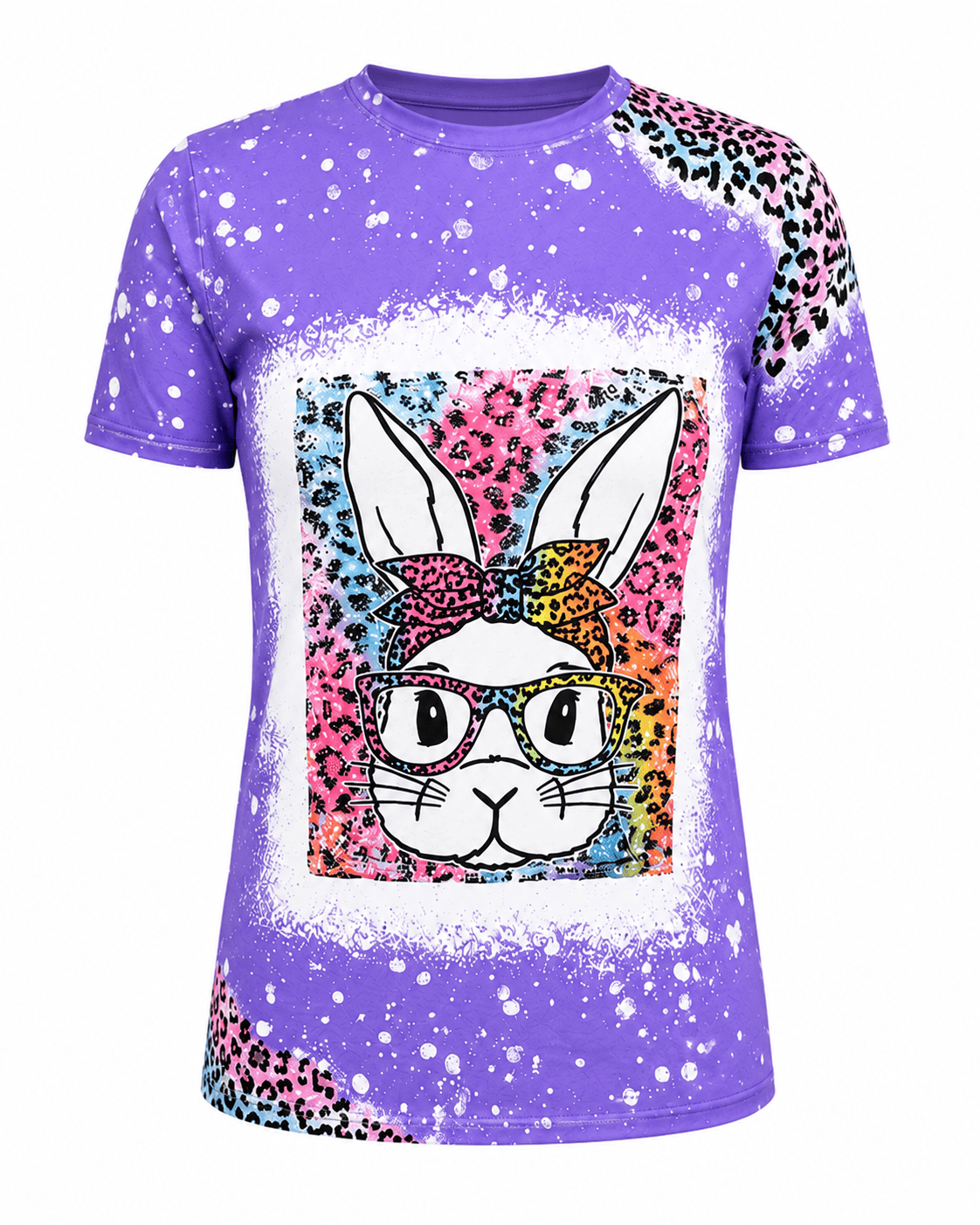 ILTEX Apparel Women's Clothing Easter Bunny Purple Cheetah Top