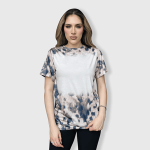 ILTEX Apparel Women's Clothing Faded Cheetah Beige Blank Faux Bleached Top