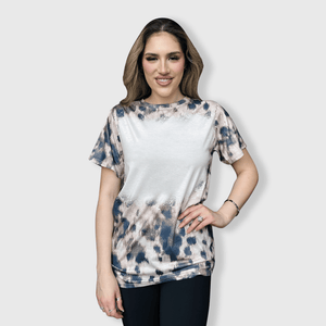 ILTEX Apparel Women's Clothing Faded Cheetah Beige Blank Faux Bleached Top