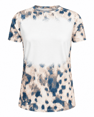 ILTEX Apparel Women's Clothing Faded Cheetah Beige Blank Faux Bleached Top