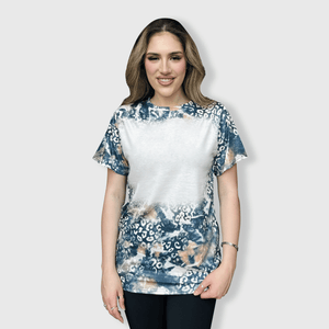 ILTEX Apparel Women's Clothing Faded Cheetah Black Gold Blank Faux Bleached Top