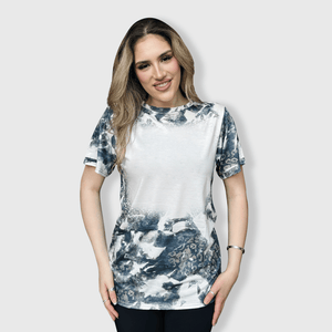 ILTEX Apparel Women's Clothing Faded Cheetah Black White Blank Faux Bleached Top