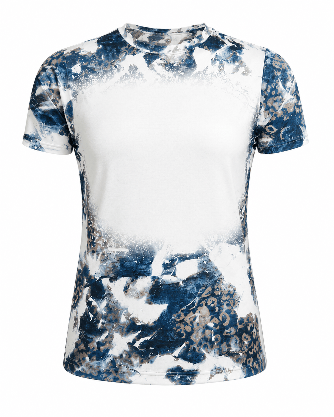 ILTEX Apparel Women's Clothing Faded Cheetah Black White Blank Faux Bleached Top