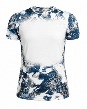 ILTEX Apparel Women's Clothing Faded Cheetah Black White Blank Faux Bleached Top