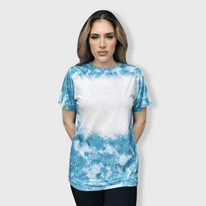 ILTEX Apparel Women's Clothing Faded Cheetah Blue Blank Faux Bleached Top