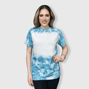ILTEX Apparel Women's Clothing Faded Cheetah Blue Blank Faux Bleached Top
