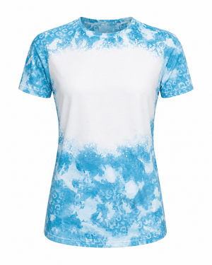 ILTEX Apparel Women's Clothing Faded Cheetah Blue Blank Faux Bleached Top