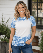 ILTEX Apparel Women's Clothing Faded Cheetah Navy Blank Faux Bleached Top