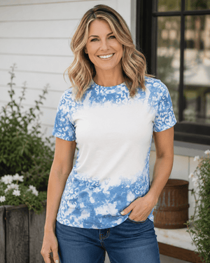 ILTEX Apparel Women's Clothing Faded Cheetah Navy Blank Faux Bleached Top
