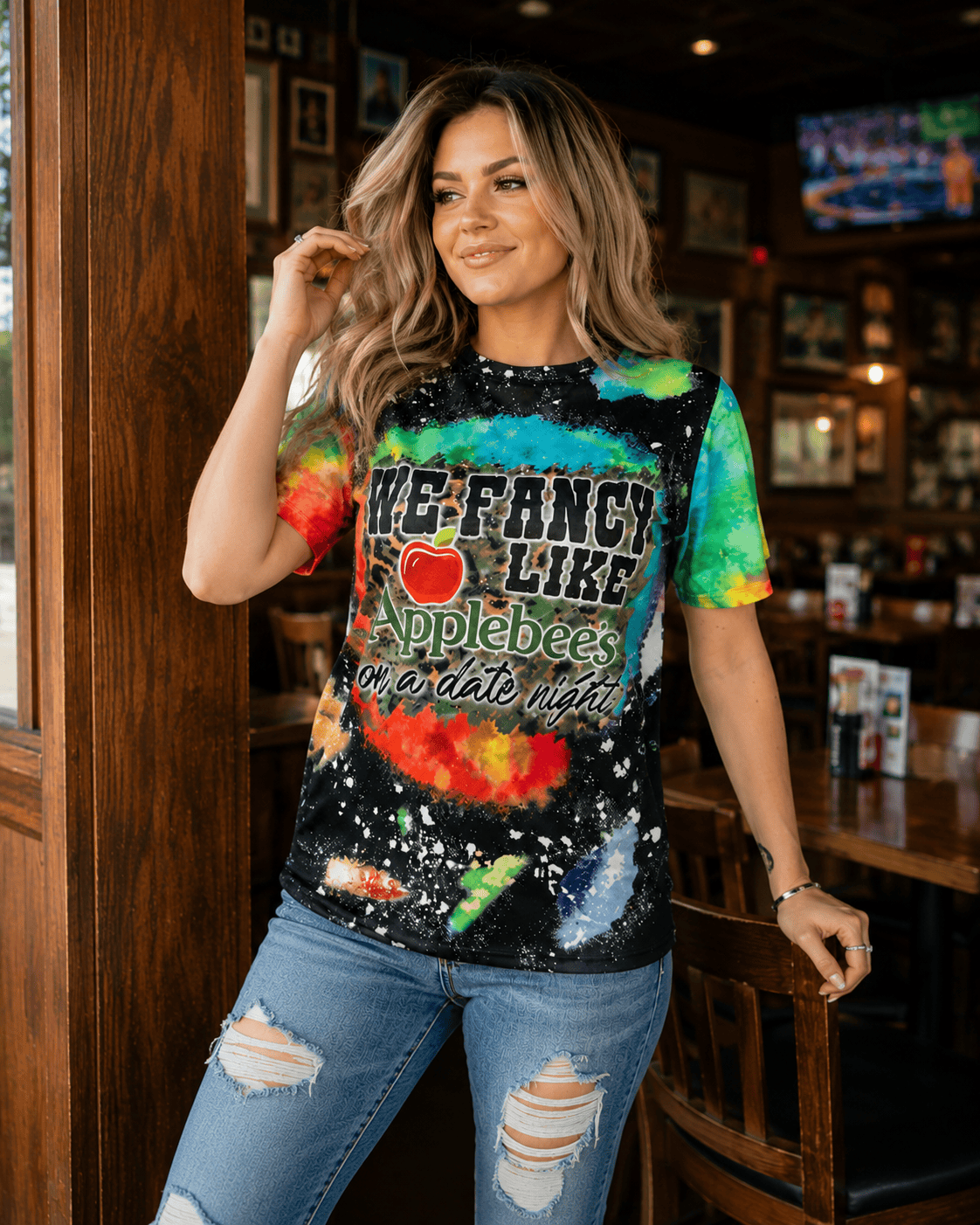 ILTEX Apparel Women's Clothing 'Fancy Like Apple Bees' Bleached Tee