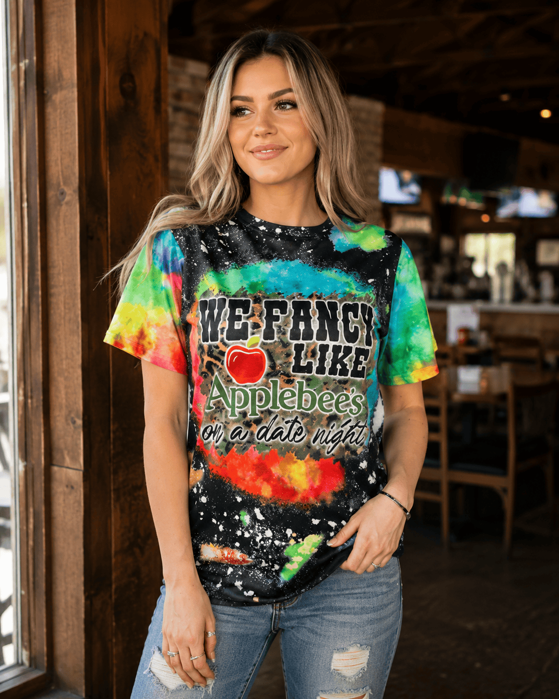 ILTEX Apparel Women's Clothing 'Fancy Like Apple Bees' Bleached Tee