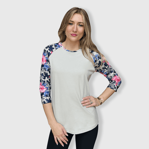ILTEX Apparel Women's Clothing Floral Camo Gray Top