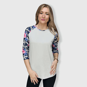 ILTEX Apparel Women's Clothing Floral Camo Gray Top