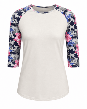 ILTEX Apparel Women's Clothing Floral Camo Gray Top