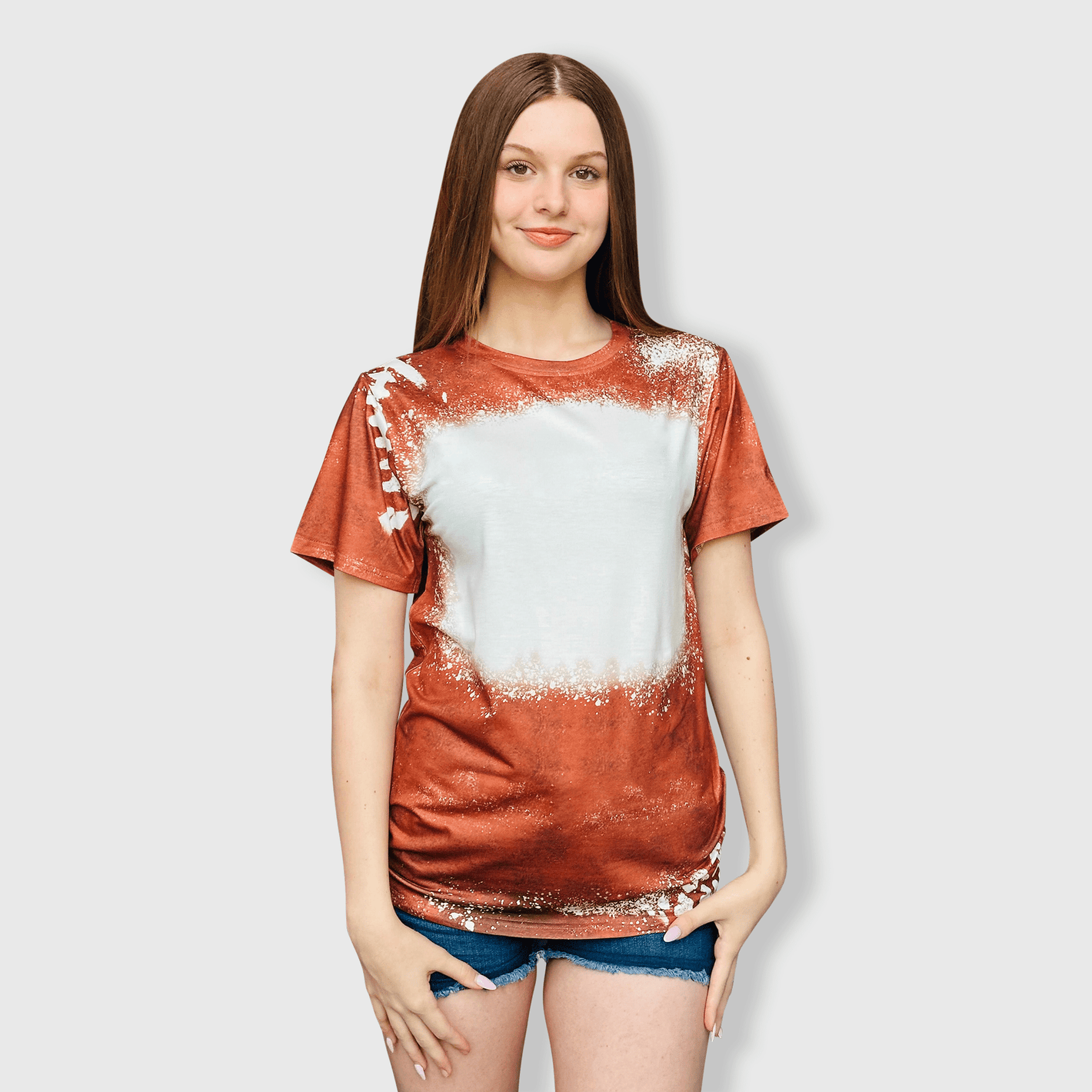 ILTEX Apparel Women's Clothing Football Brown Blank Faux Bleached Top