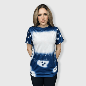 ILTEX Apparel Women's Clothing Fourth of July Stars Navy Blank Faux Bleached Top