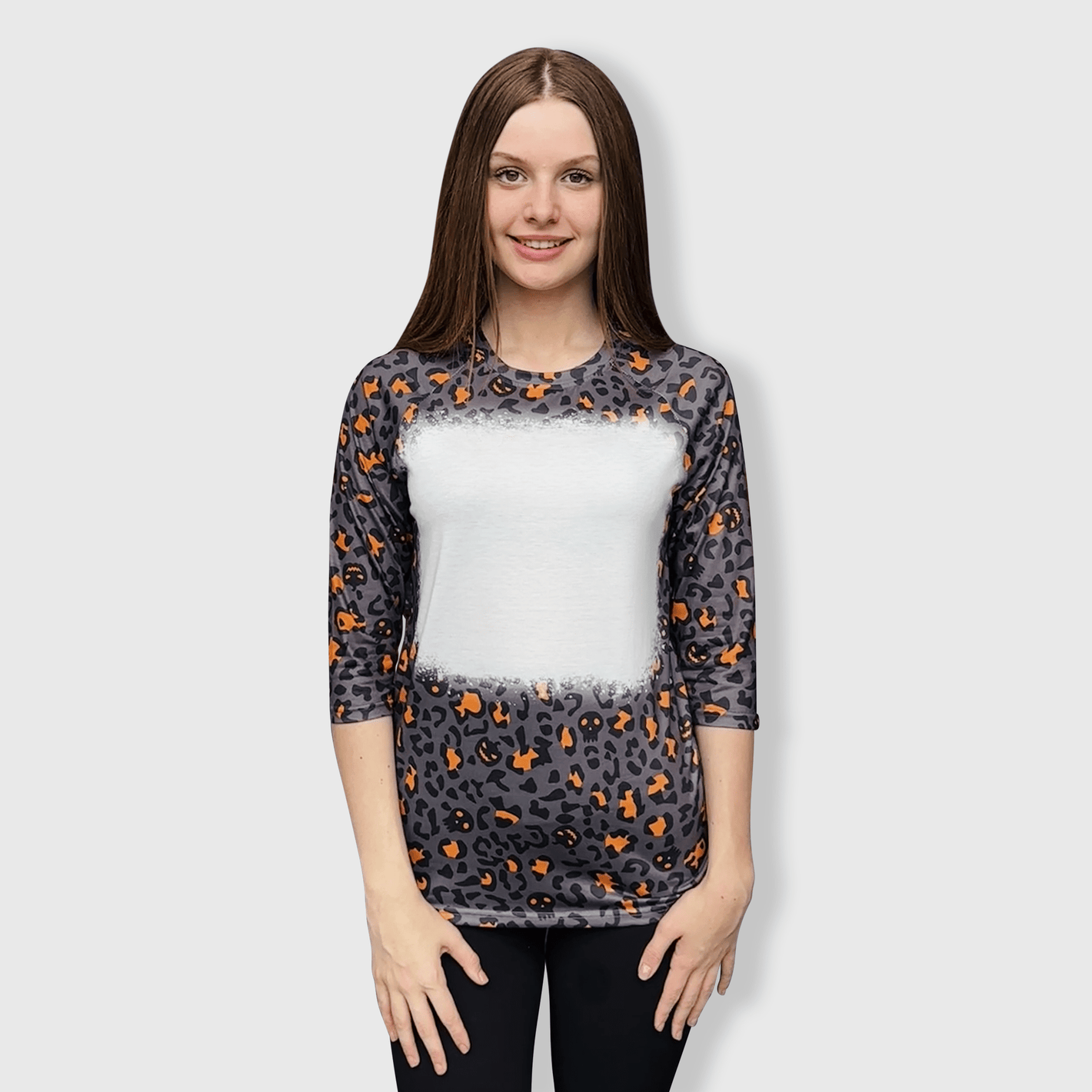 ILTEX Apparel Women's Clothing Halloween Black Raglan Blank Faux Bleached Top