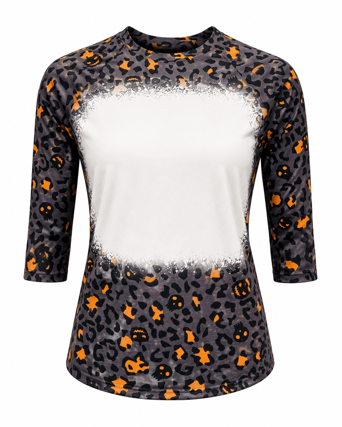 ILTEX Apparel Women's Clothing Halloween Black Raglan Blank Faux Bleached Top