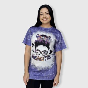 ILTEX Apparel Women's Clothing Halloween 'Momster' Purple Bleached Top